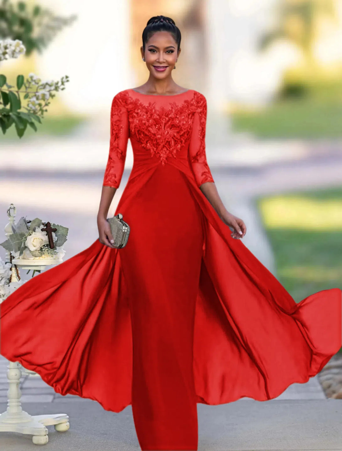 A-Line/Princess Jewel Neck Floor-Length Mother Of The Bride Dresses BabaMila