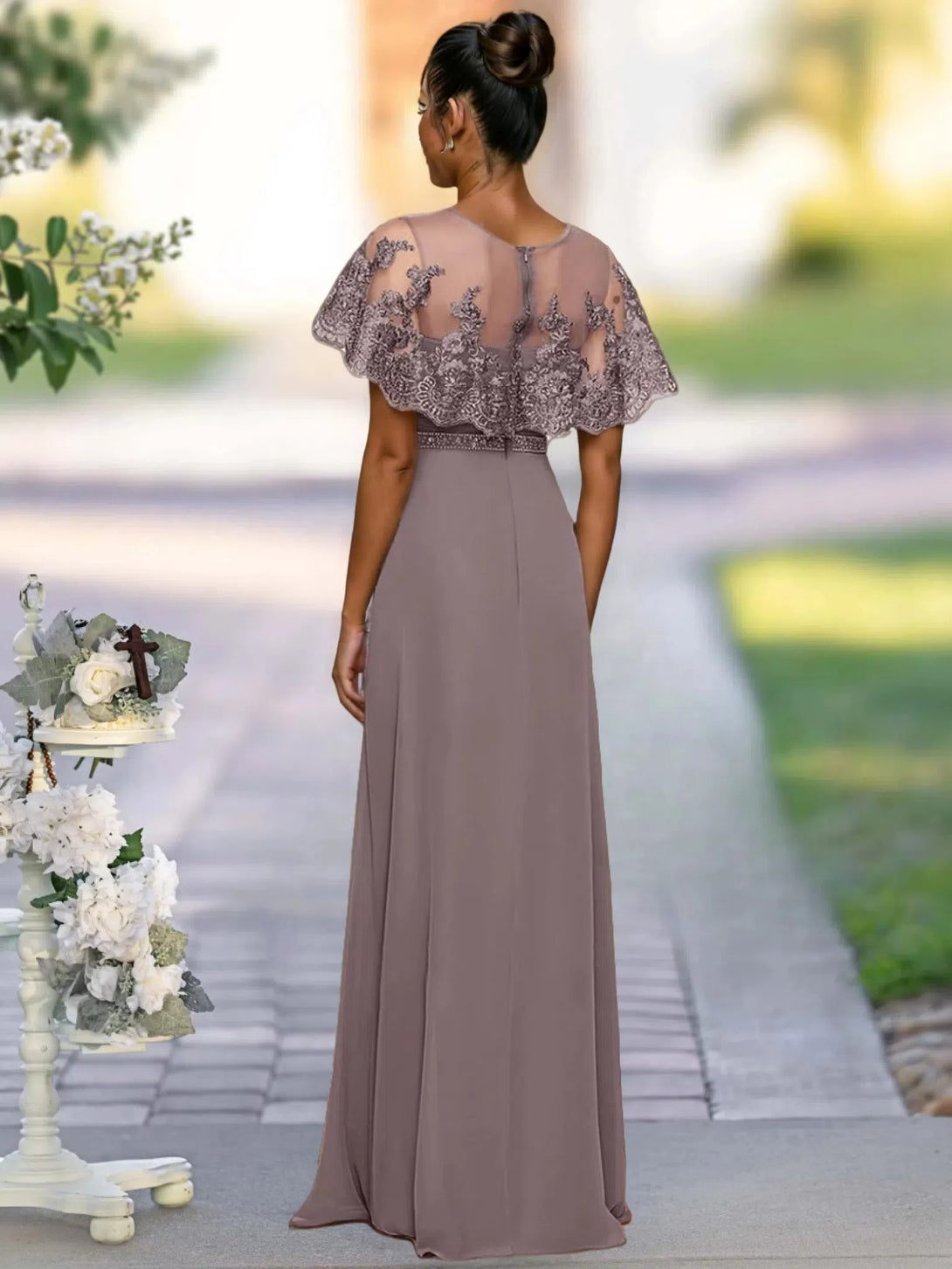 Sheath/Column Elegant Mother Of The Bride Dresses With Appliques & Belt & Beadings BabaMila