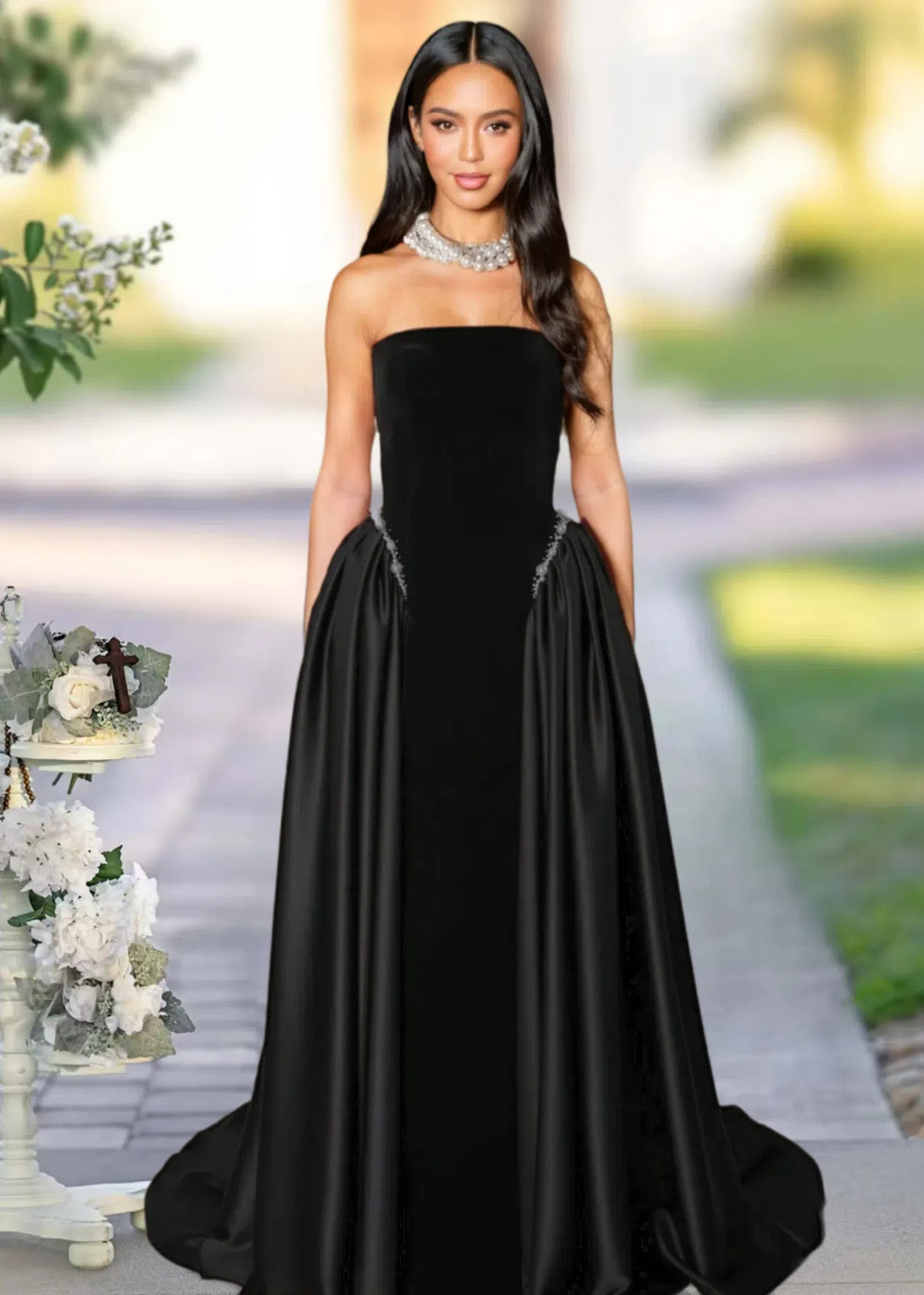 A Line Prom Gown Sleeveless Sweep/Brush Train Party Dresses BabaMila