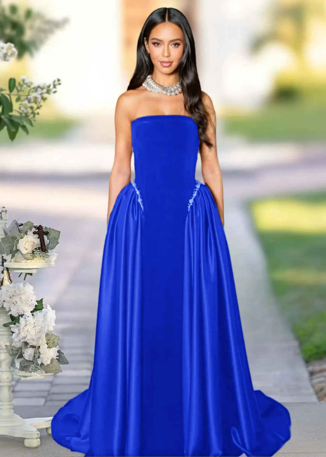 A Line Prom Gown Sleeveless Sweep/Brush Train Party Dresses BabaMila