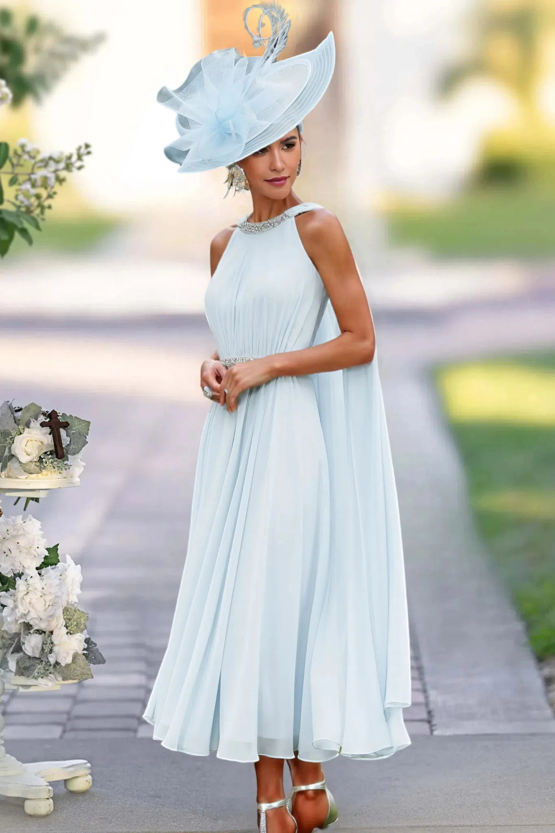 Prom Formal Dress Elegant Jewel Beading Long Chiffon Mother of the Bride Dresses BabaMila as picture 2