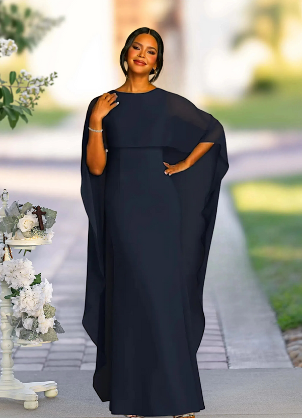 Dark Navy Mother of the Bride Dresses with cape A-line Chiffon BabaMila as picture 2