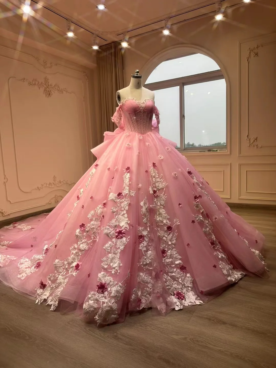 Quinceanera Dresses Ball Gown Appliques Princess Sweet 15 16 Years Old Birthday Prom Party Gown Gidiondress Pink 2