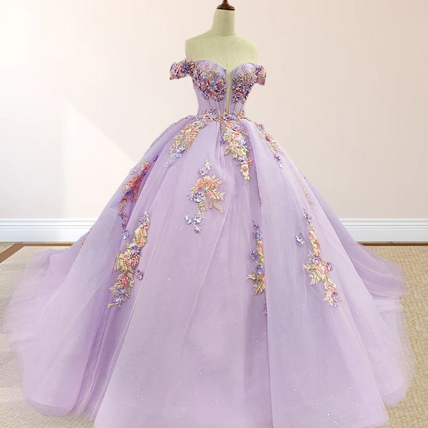 Princess Off the Shoulder Appliques Court Train Quinceanera Dresses Gidiondress