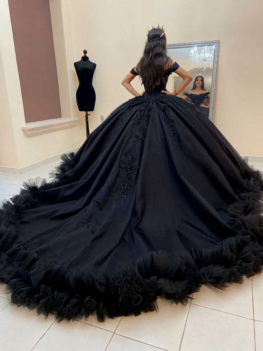 Ball Gown Tulle Off the Shoulder Quinceanera Prom Dress Gidiondress