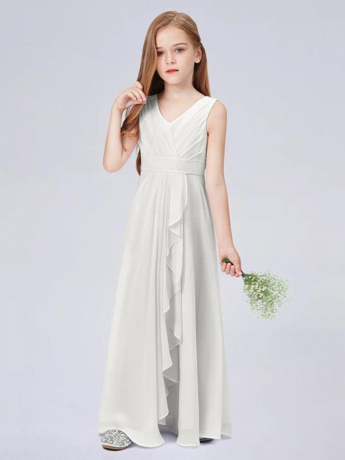 Chiffon Junior Bridesmaid Dress For Children Pageant Dress Gidiondress Ivory 12M