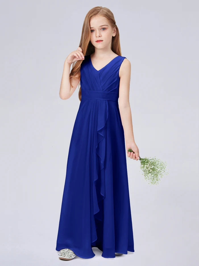 Chiffon Junior Bridesmaid Dress For Children Pageant Dress Gidiondress Royal Blue 12M