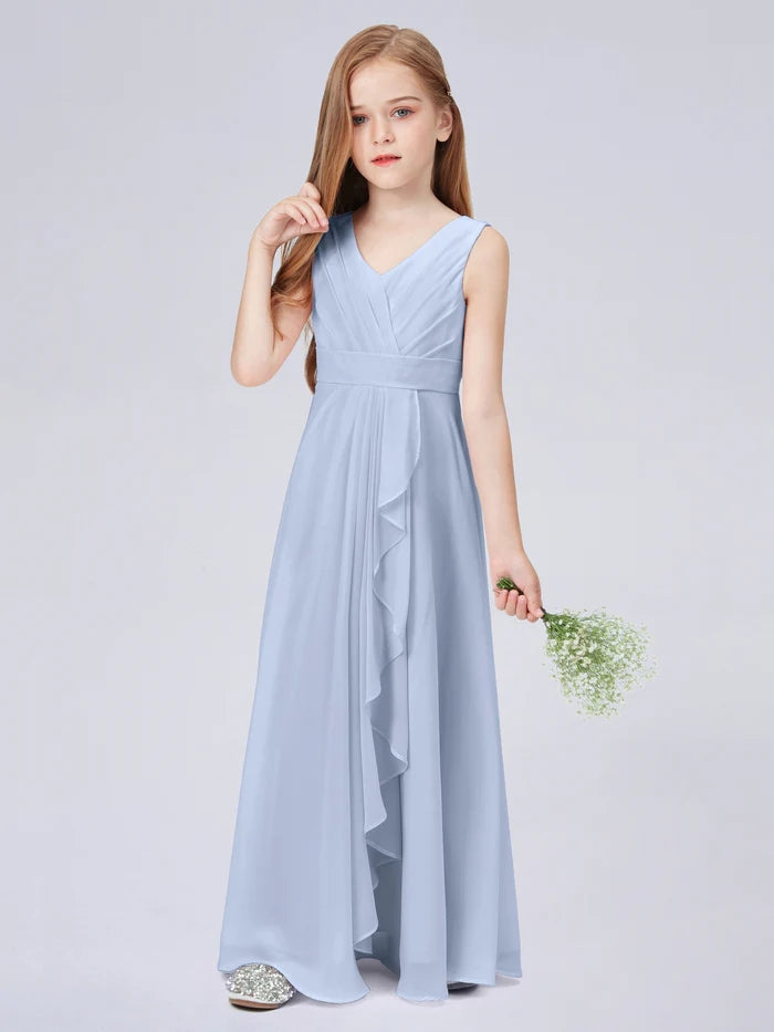 Chiffon Junior Bridesmaid Dress For Children Pageant Dress Gidiondress Sky Blue 12M